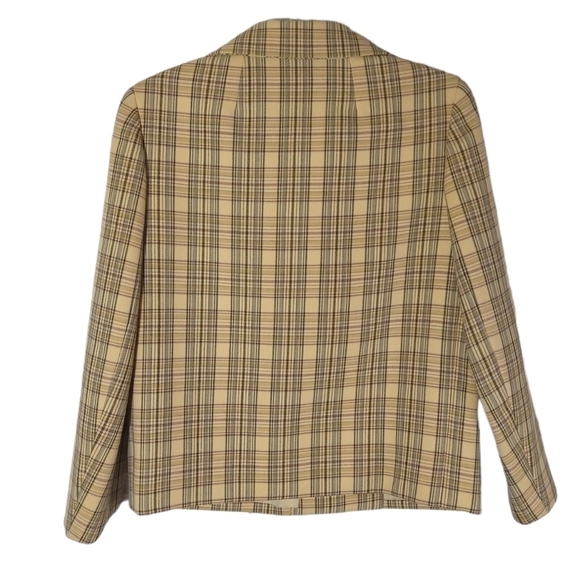 Vintage Norman Norell Blum's-Vogue yellow plaid designer Blazer Jacket top - Picture 8 of 11